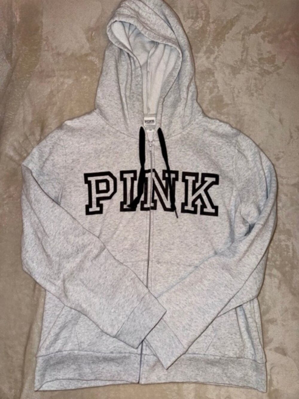 ✨PINK Victoria's Secret Zip-Up Hoodie In Heather Grey (size: XL) Fits (LRG)✨